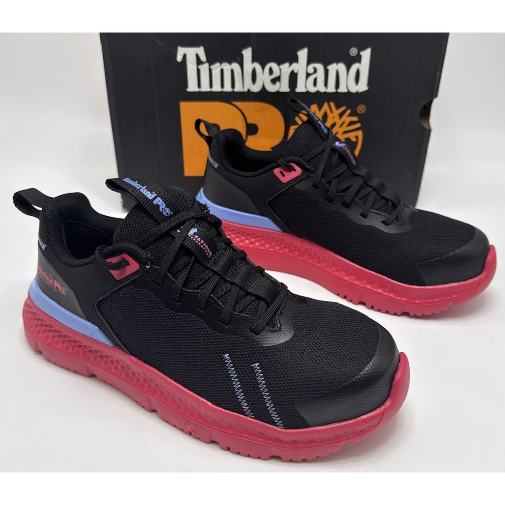 Timberland PRO Setra Knit Shoes Womens Size 6 M Black Pink Composite Safety Toe - Picture 2 of 6